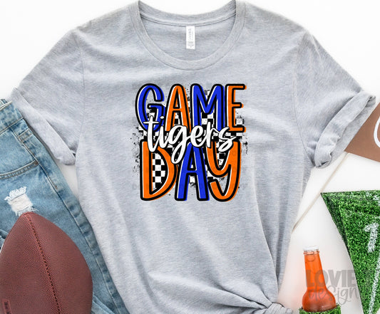 Game Day Tigers Blue and Orange 3 Background Options