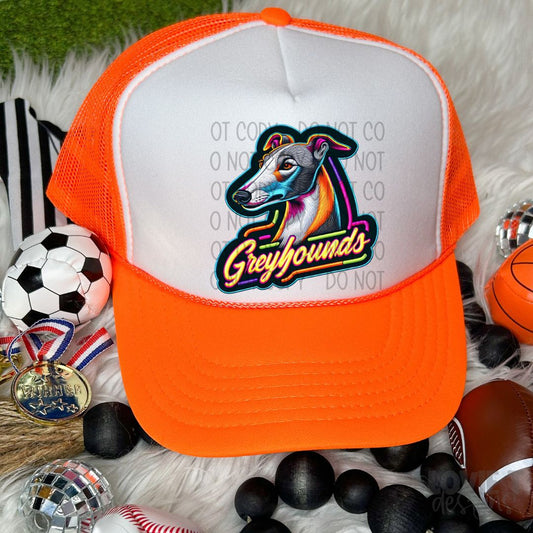 Faux Neon and Faux Embroidery Mascot Trucker Hat