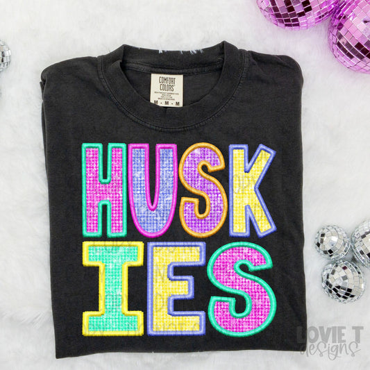 Huskies Faux Embroidery and Bling