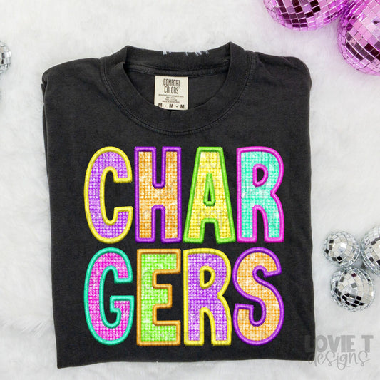 Chargers Faux Embroidery and Bling