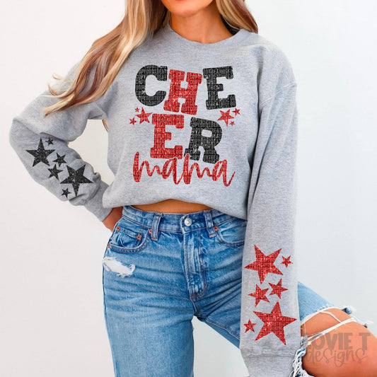 Cheer Mama Red and Black Faux Sparkles