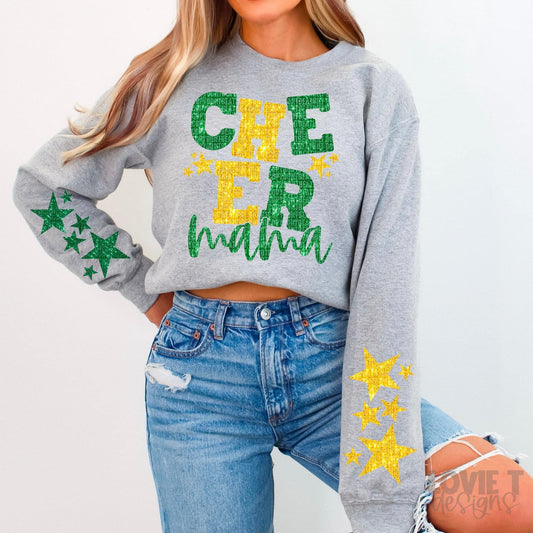 Cheer Mama Green and Gold Faux Sparkles