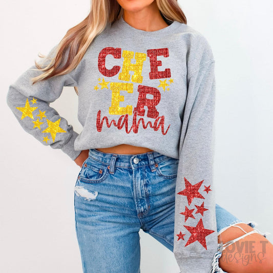 Cheer Mama Red and Gold Faux Sparkles