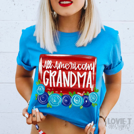 All American Grandma Blue Florals