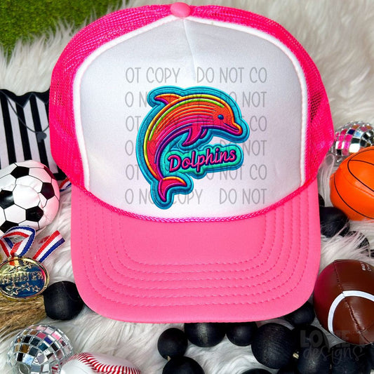 Dolphins Faux Embroidery Faux Neon