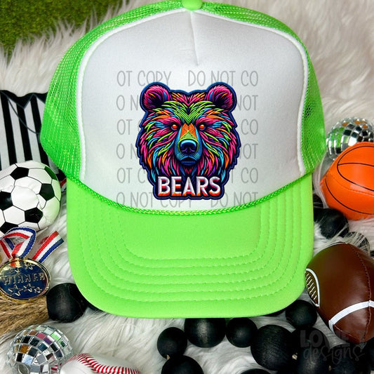 Bears Faux Embroidery Faux Neon