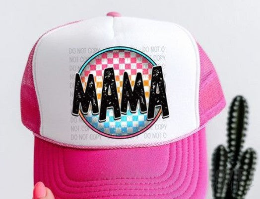 Mama Neon Checkers Trucker Hat