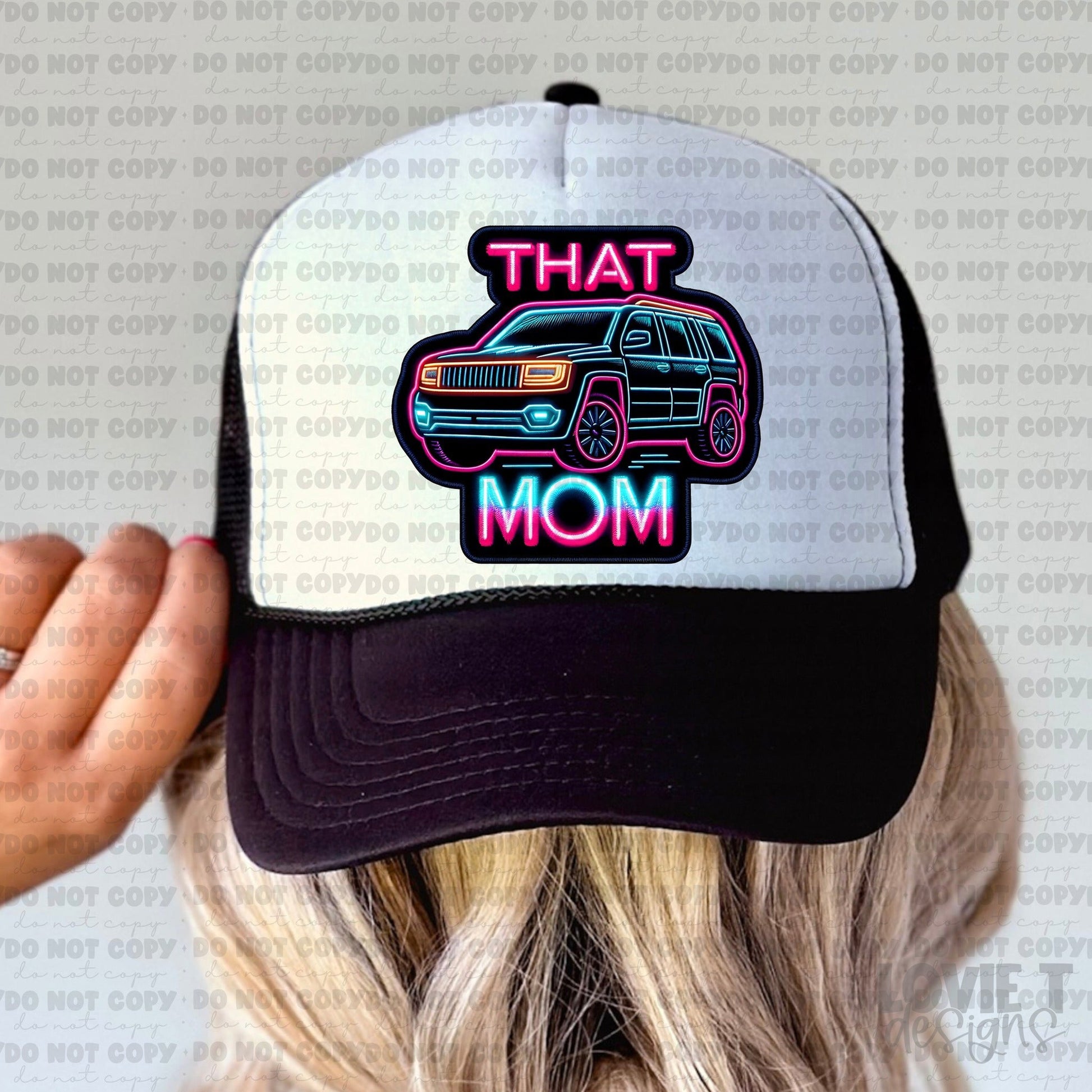 That Mom Black Faux Embroidery Trucker Hat