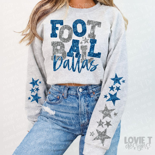 Football Dallas Faux Sparkle with Sleeve Accents