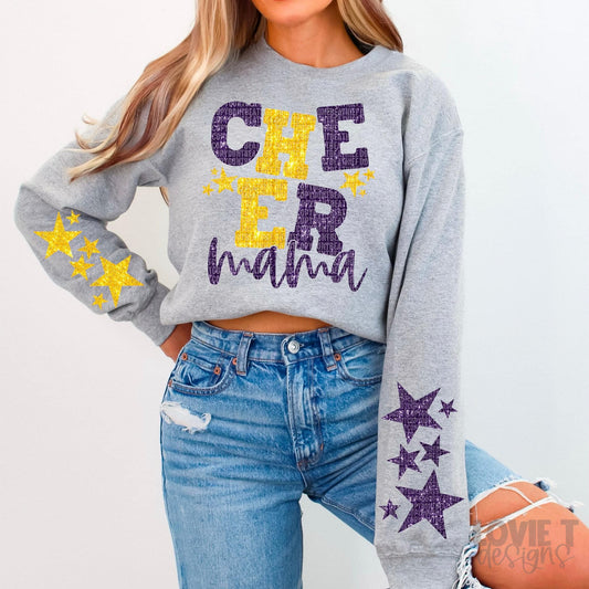 Cheer Mama Purple and Gold Faux Sparkles