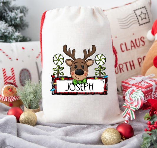 Boy Reindeer Trio Santa Sack