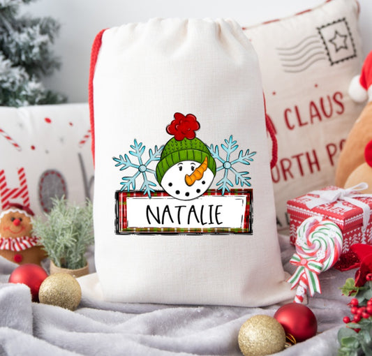 Girl Snowman Trio Santa Sack