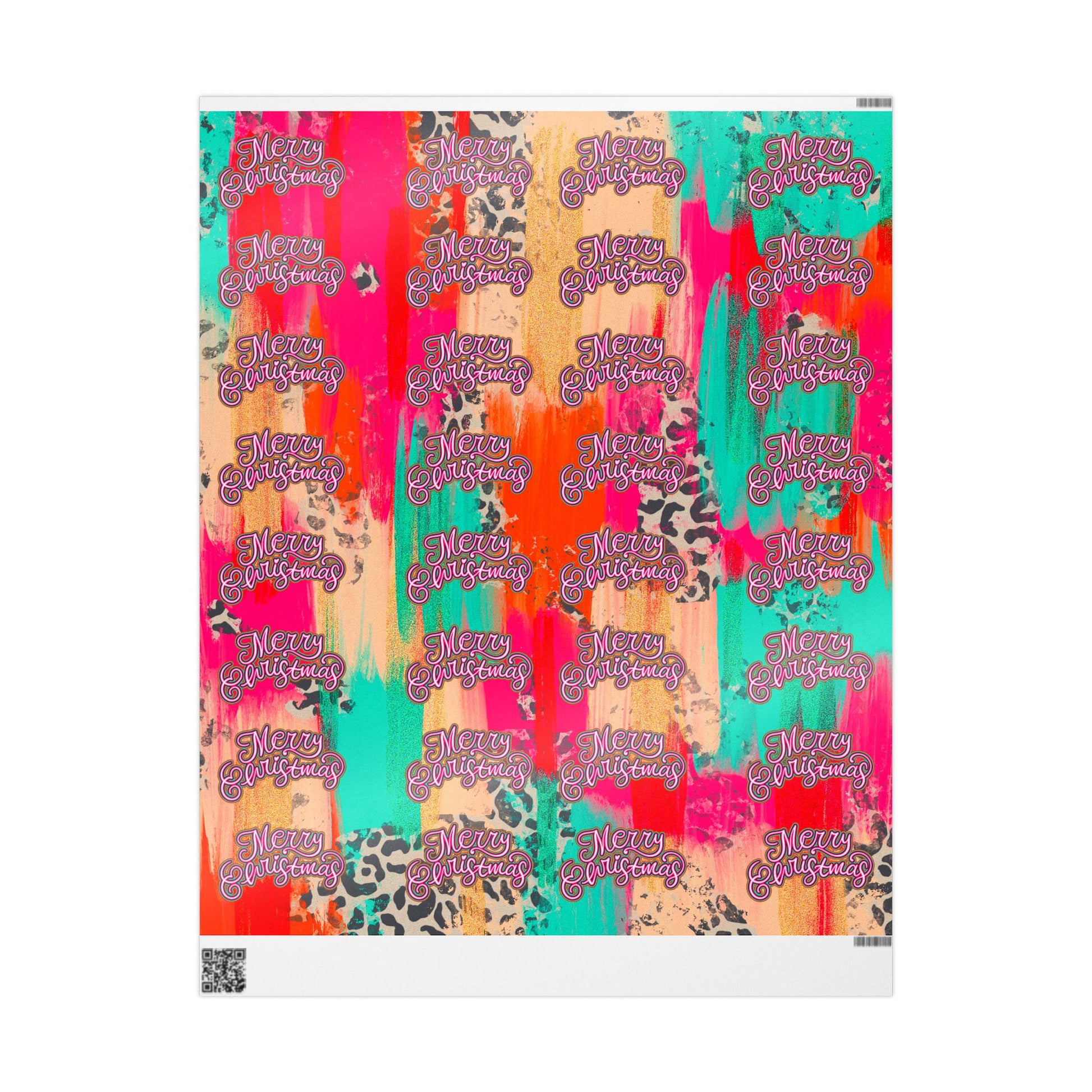 Pink Strokes Merry Christmas Wrapping Paper