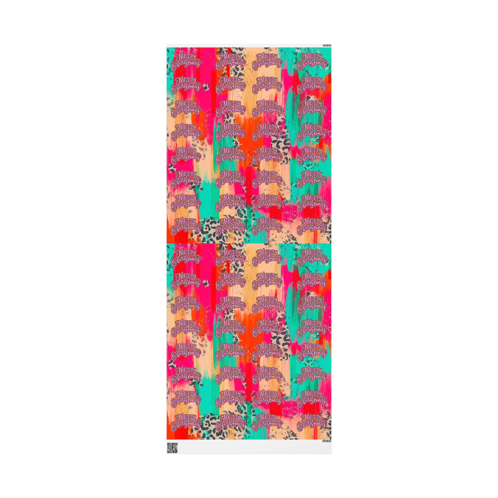 Pink Strokes Merry Christmas Wrapping Paper