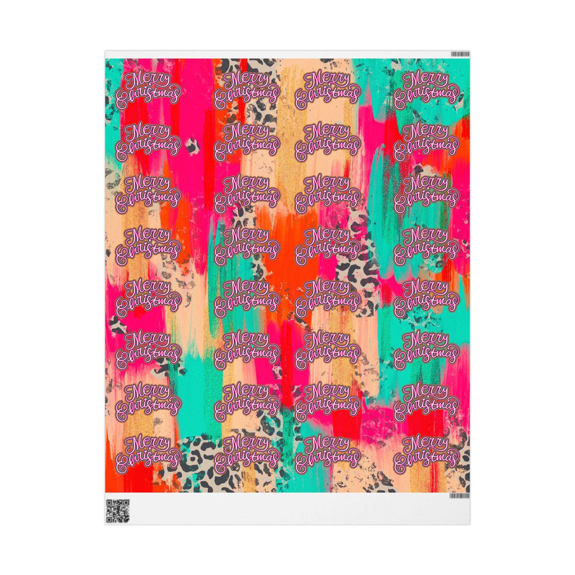 Pink Strokes Merry Christmas Wrapping Paper