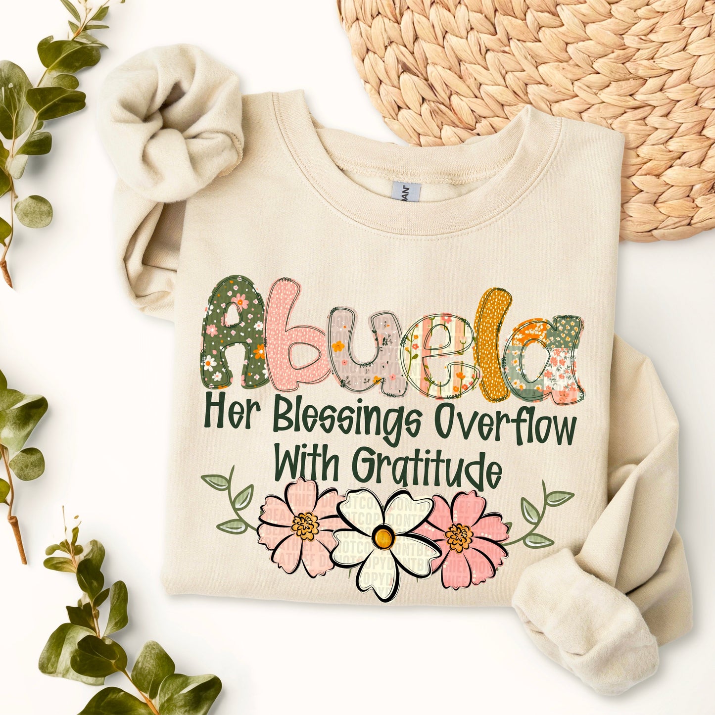 Abuela - Blessings Overflow with Gratitude-[DTF Transfer]-Lovie T Designs