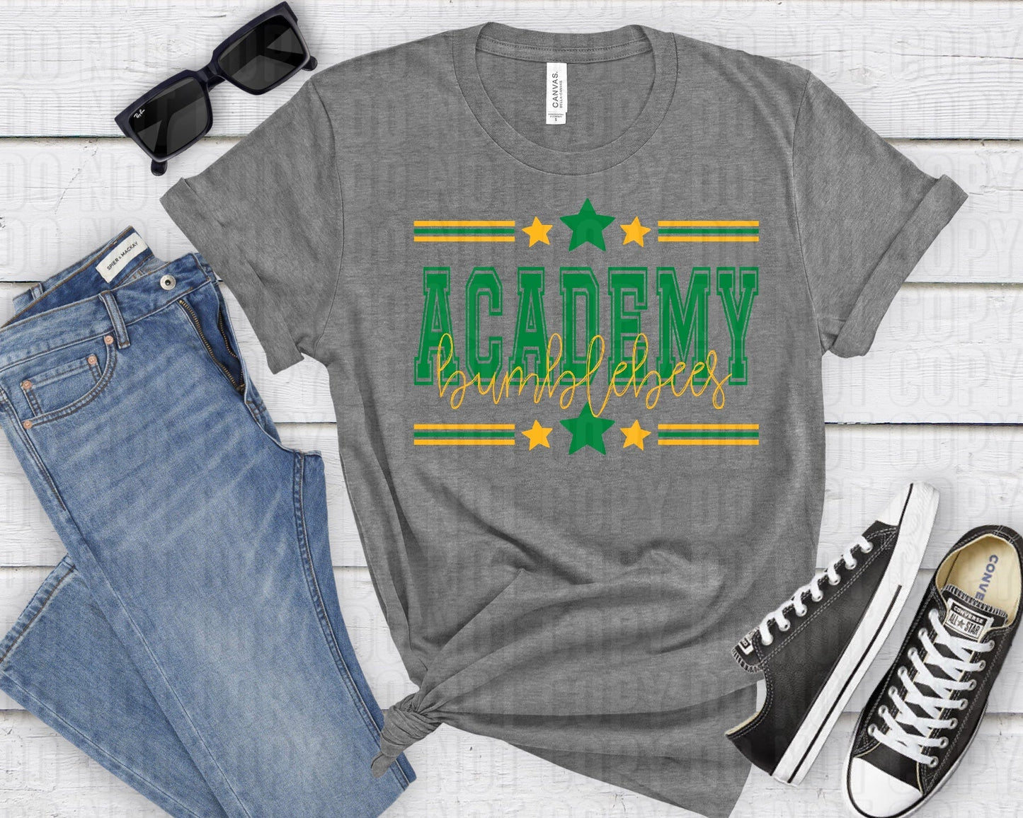 Academy Bumblebees Gold Green All Stars-Lovie T Designs