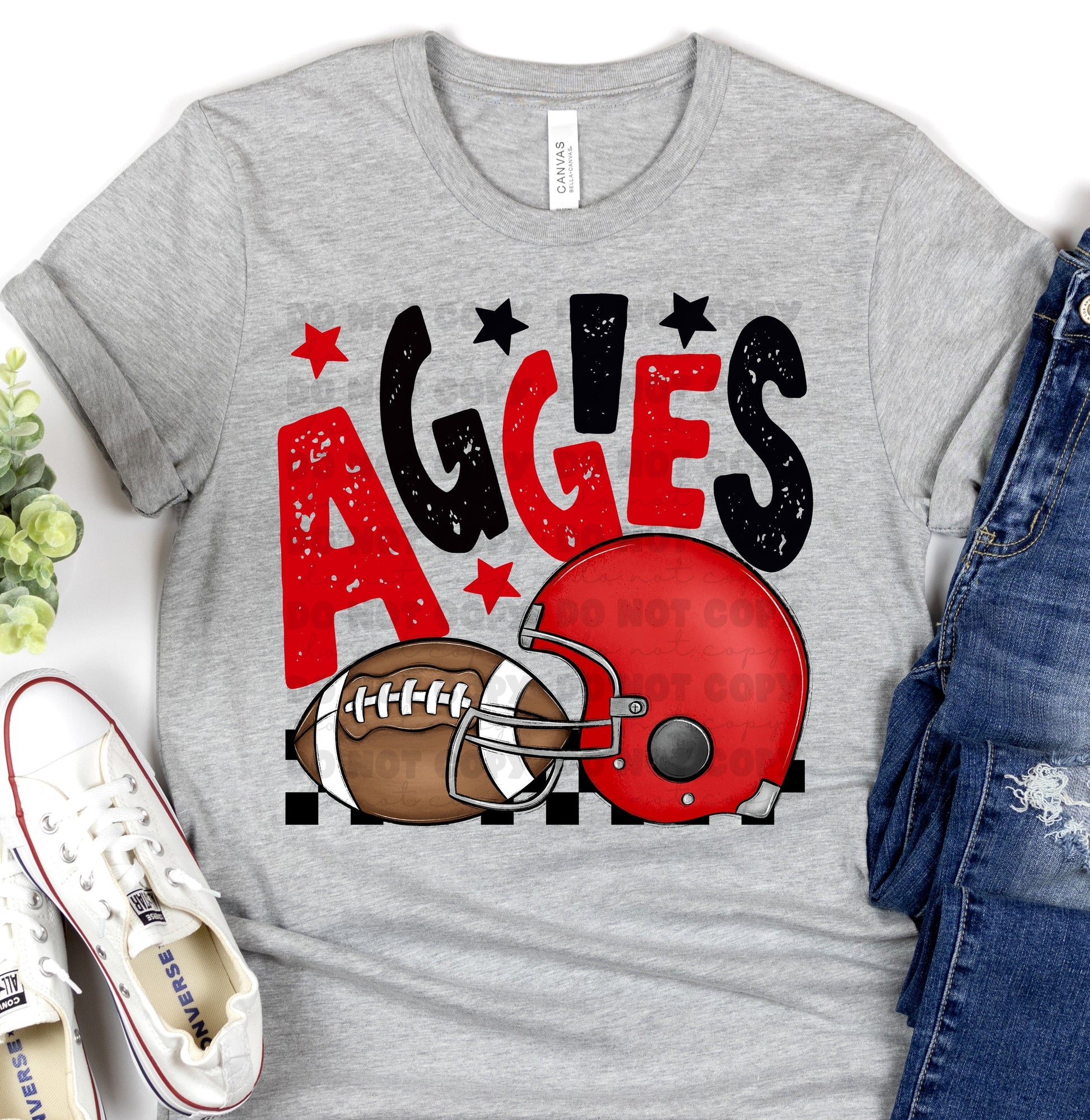 Aggies Red Black Checkered FB-Lovie T Designs