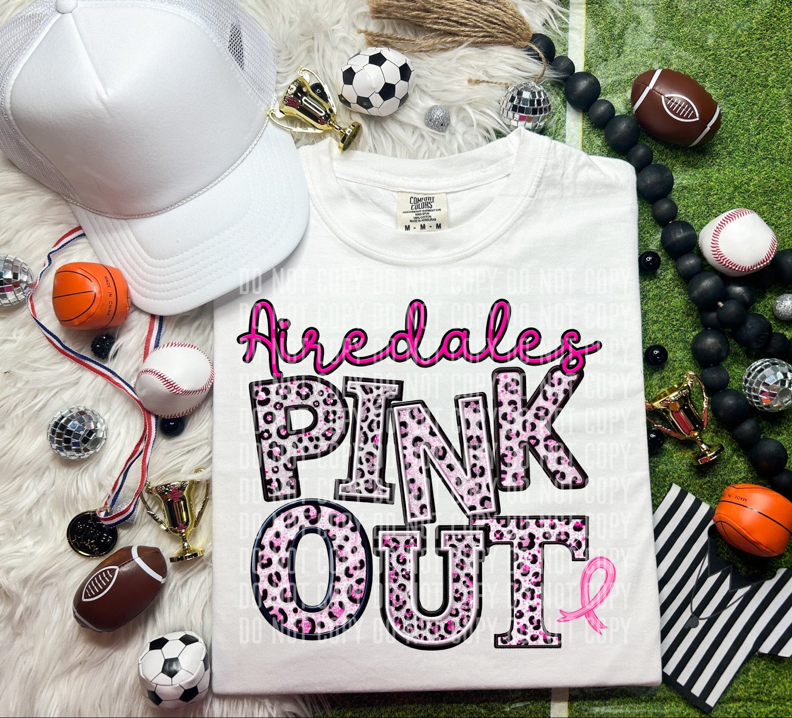 Airedales Pink Out Animal Print Mascot-Lovie T Designs