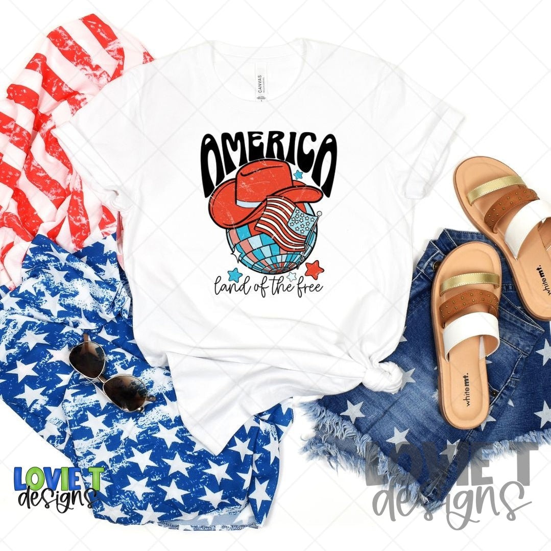 America Land of the Free Distressed-Lovie T Designs