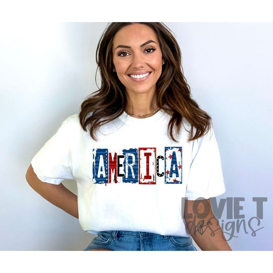 America Red White Blue-Lovie T Designs