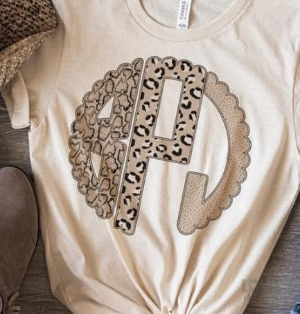 Animal Print Scalloped Monogram-Lovie T Designs