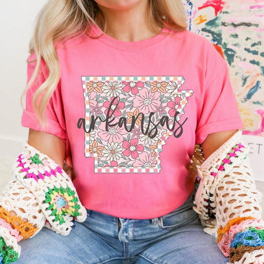 Arkansas Checkered Floral in Summery Colors-Lovie T Designs