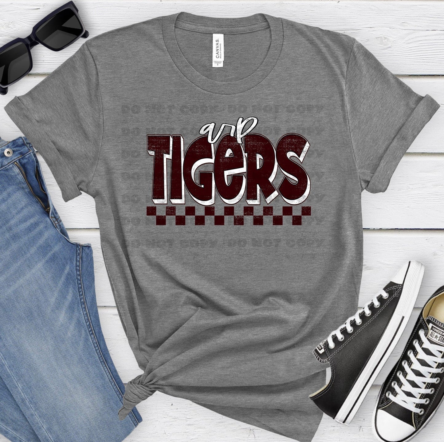 Arp Tigers Maroon White Grunge-Lovie T Designs