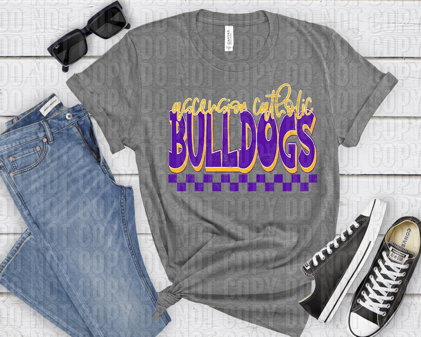 Ascension Catholic Bulldogs Yellow Purple Grunge-Lovie T Designs