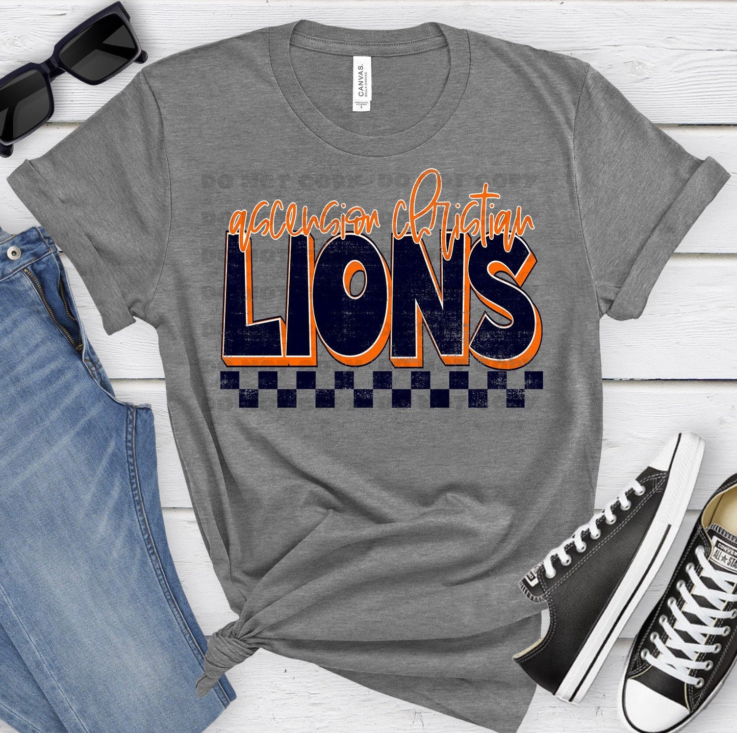 Ascension Christian Lions Navy Orange Grunge-Lovie T Designs