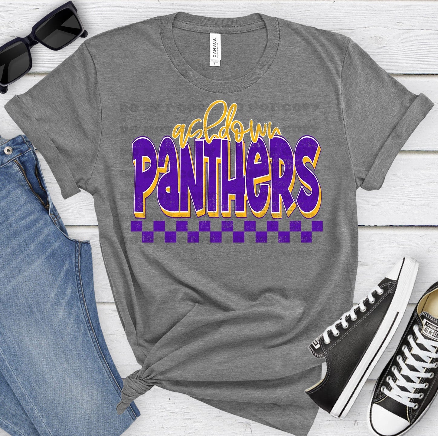 Ashdown Panthers Purple Ath Gold Grunge-Lovie T Designs