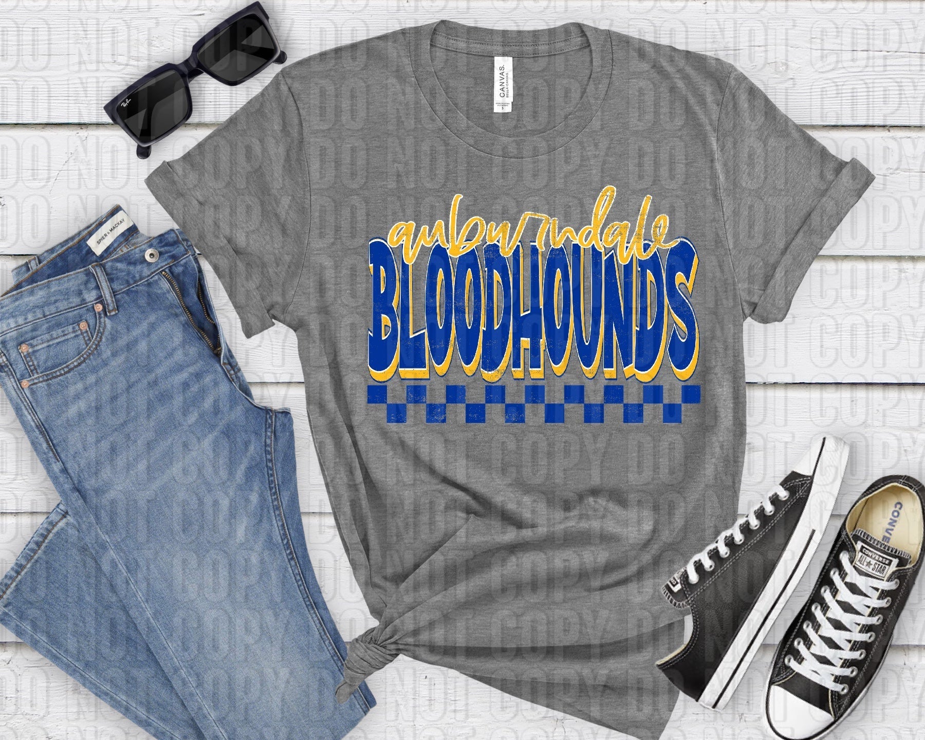 Auburndale Bloodhounds Gold Blue Grunge-Lovie T Designs