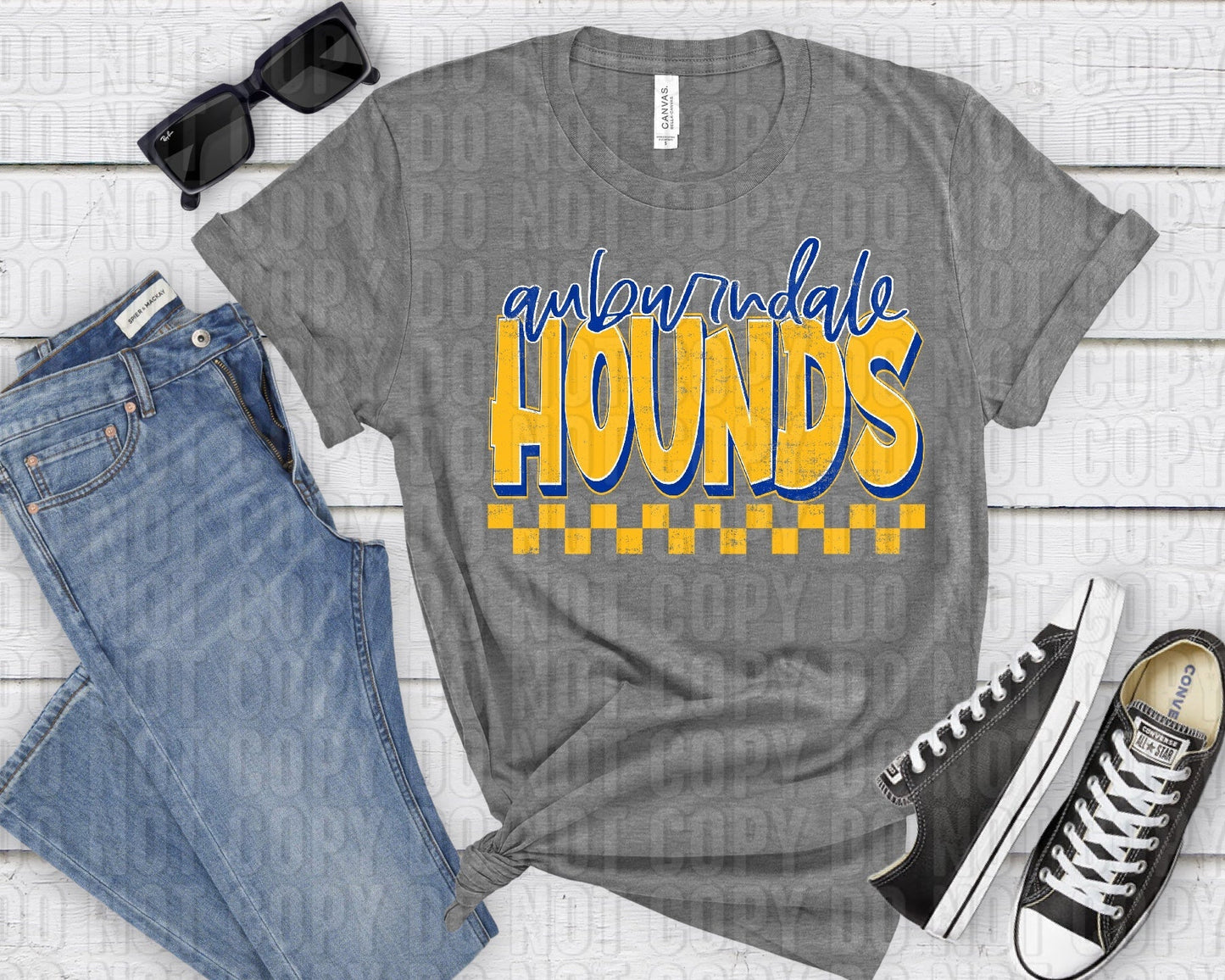 Auburndale Hounds Blue Gold Grunge-Lovie T Designs