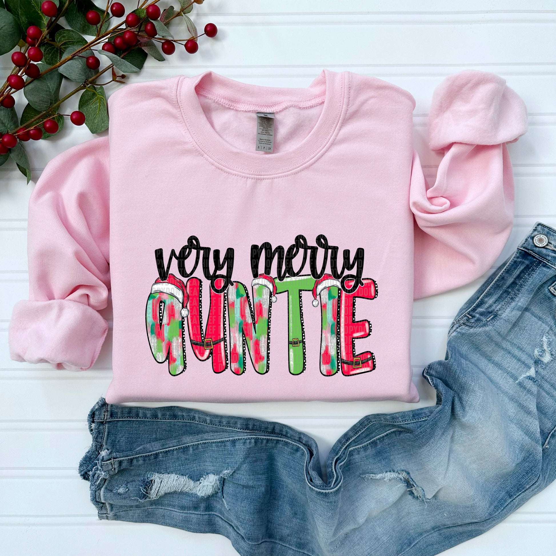 Auntie Very Merry Pink Name-Lovie T Designs