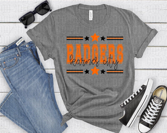 Badgers Karnes City Black Orange All Stars-Lovie T Designs