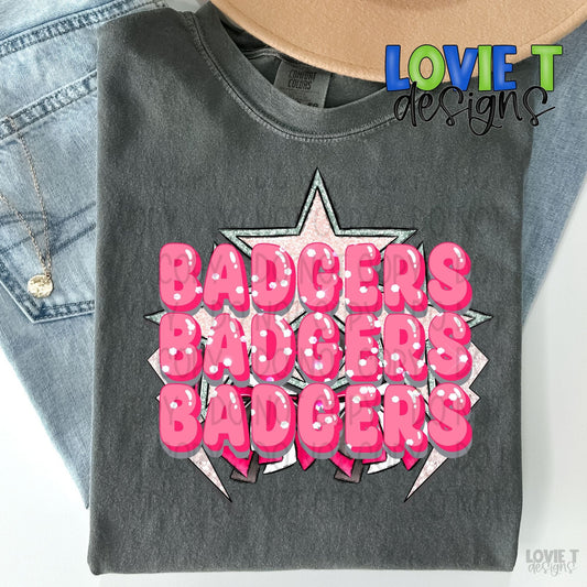 Badgers Pink Stacked Stars