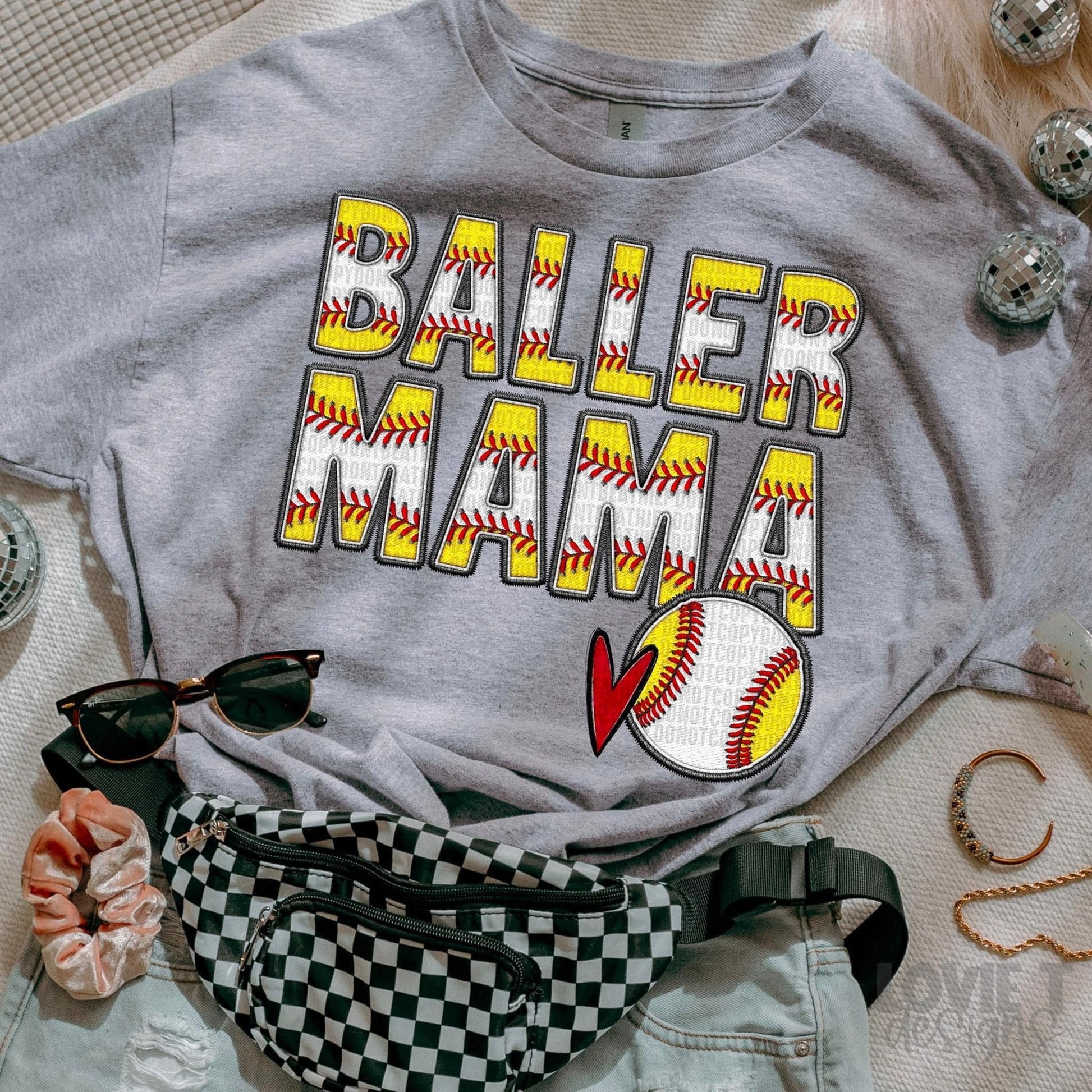 Baller Mama Faux Embroidery-Lovie T Designs