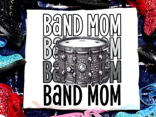 Band Mom Drum Faux Rhinestones Grey Black-Lovie T Designs