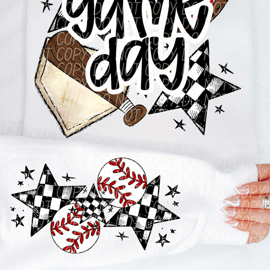 Baseball Game Day Black-[DTF Transfer]-Lovie T Designs