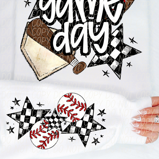 Baseball Game Day White-[DTF Transfer]-Lovie T Designs