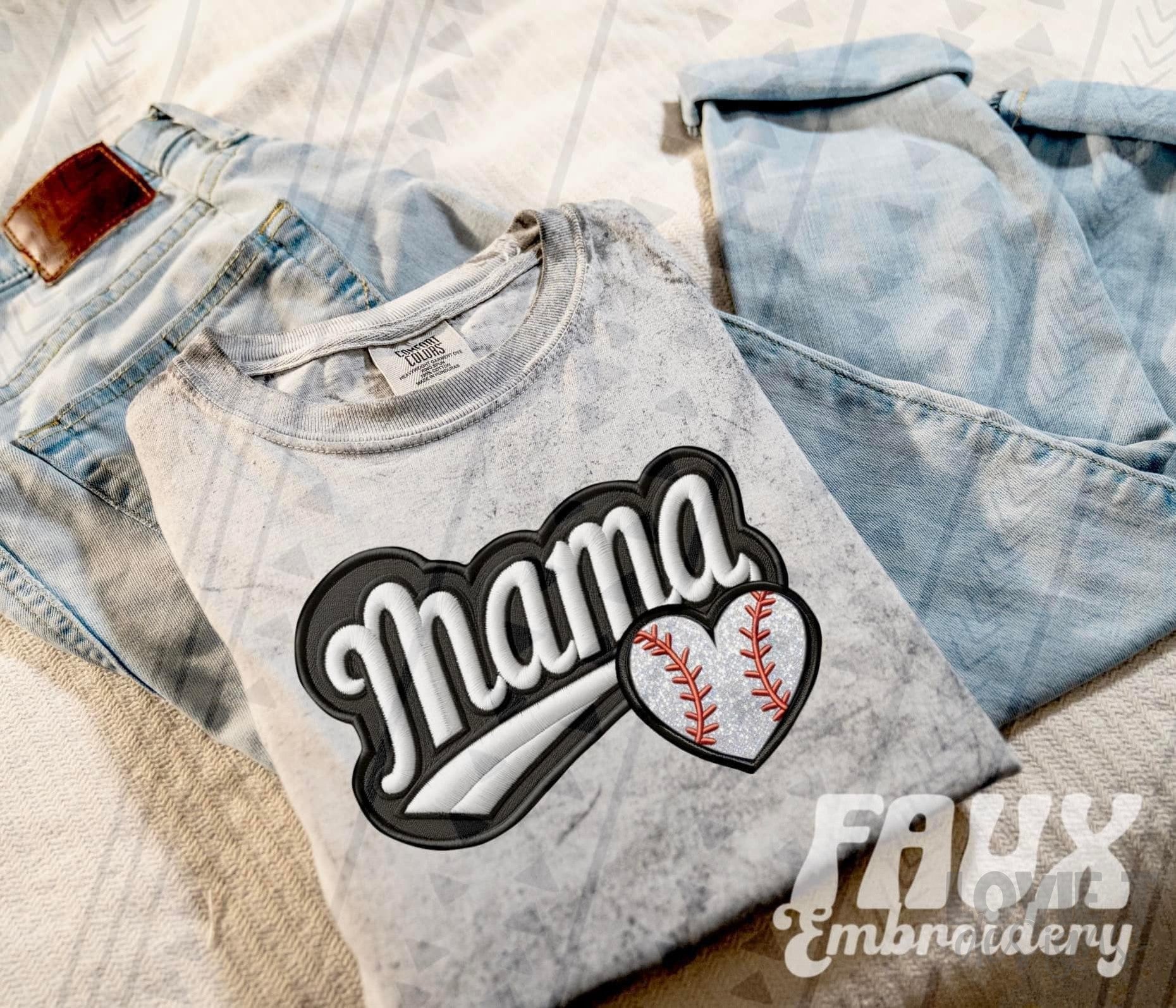 Baseball Mama Faux Embroidery Stitch-Lovie T Designs