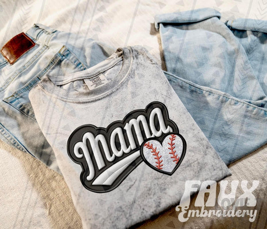 Baseball Mama Faux Embroidery Stitch-Lovie T Designs