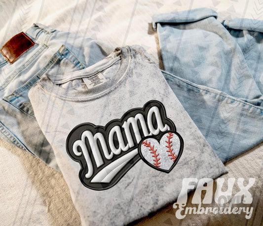 Baseball Mama Faux Embroidery Stitch