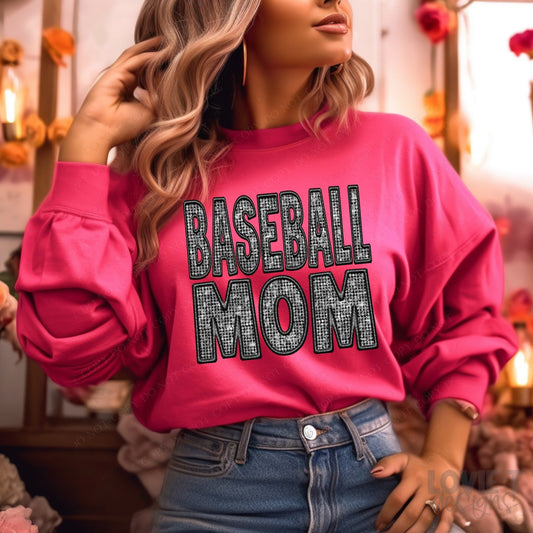 Baseball Mom Faux Embroidery Diamond