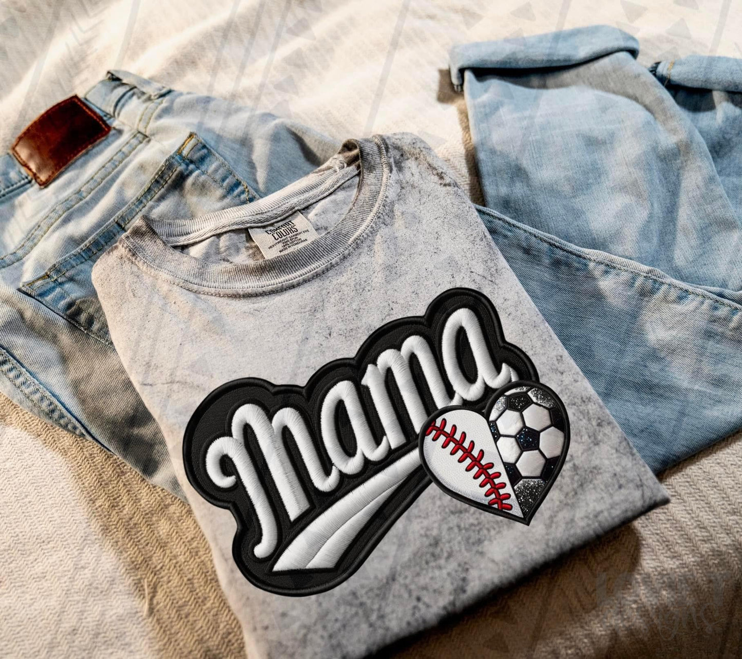 Baseball & Soccer Mama Faux Embroidery Stitch-Lovie T Designs