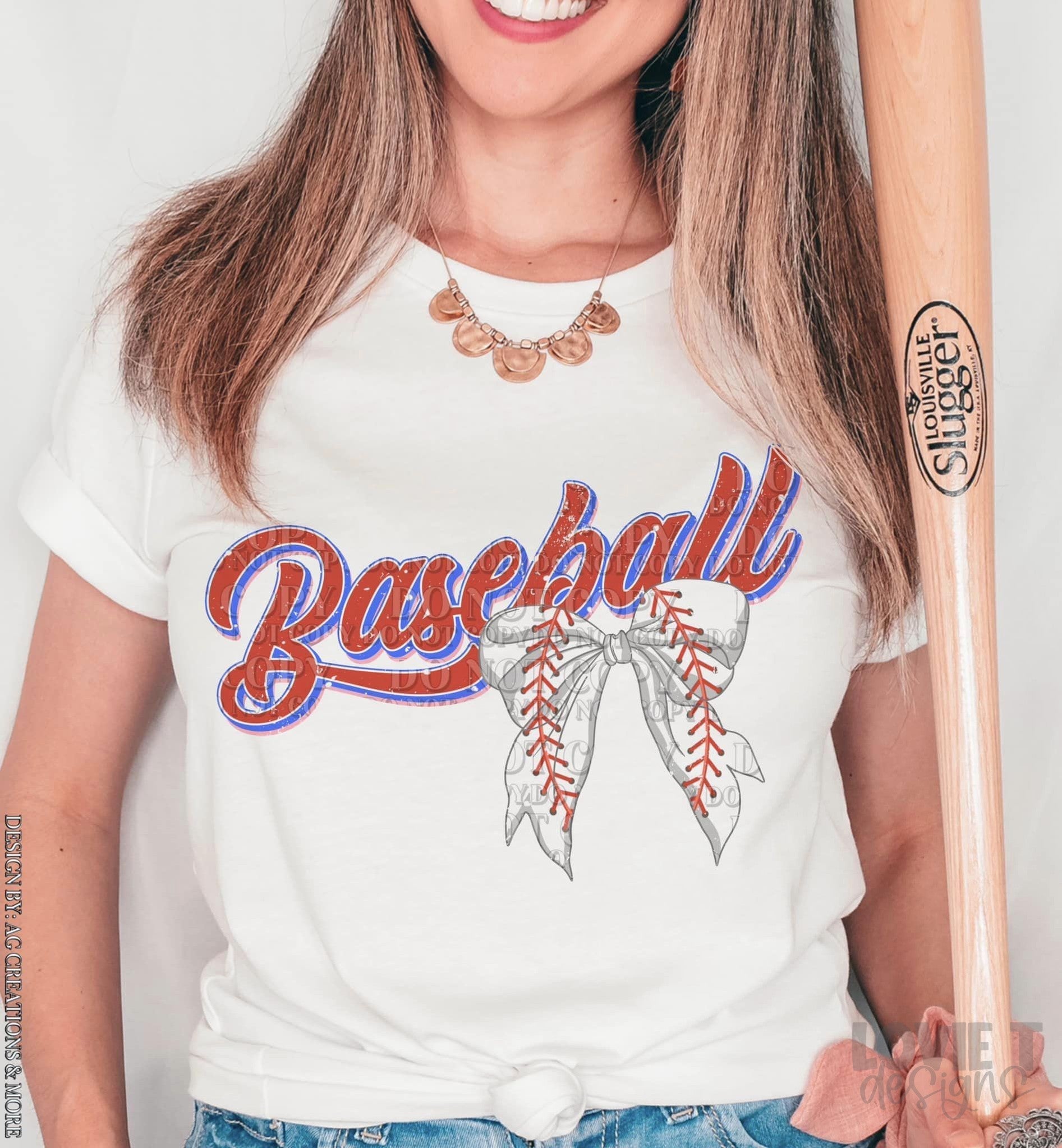 Baseball with Bow-Lovie T Designs