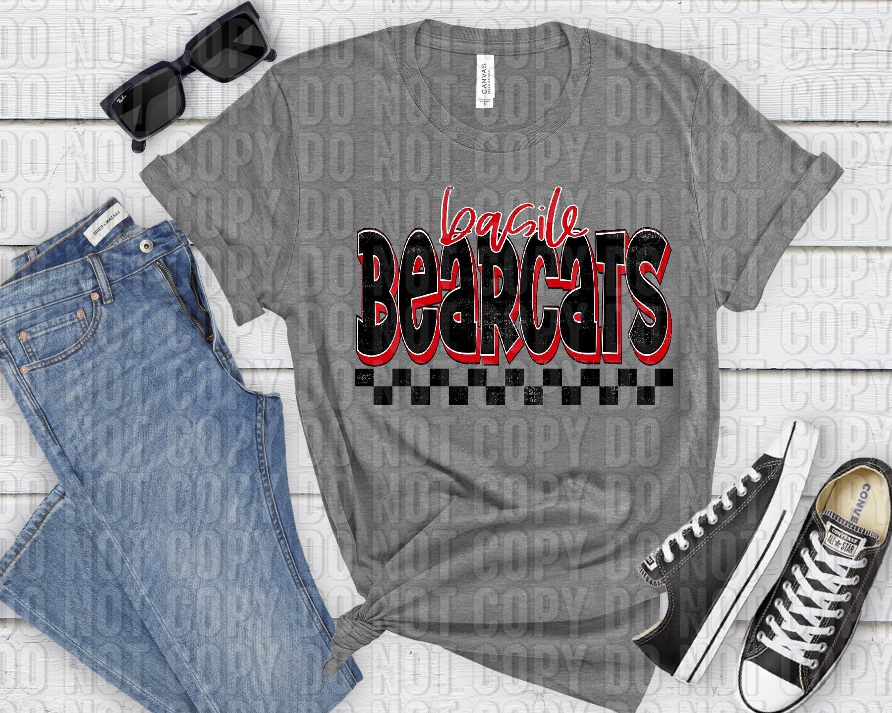 Basile Bearcats Red Black Grunge-Lovie T Designs