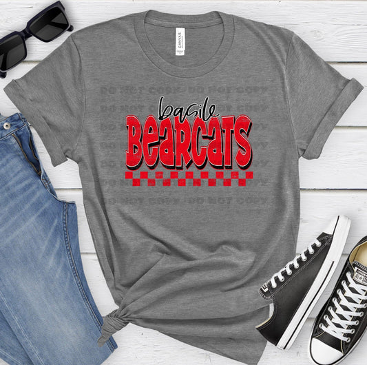 Basile Bearcats Red Black Grunge-Lovie T Designs