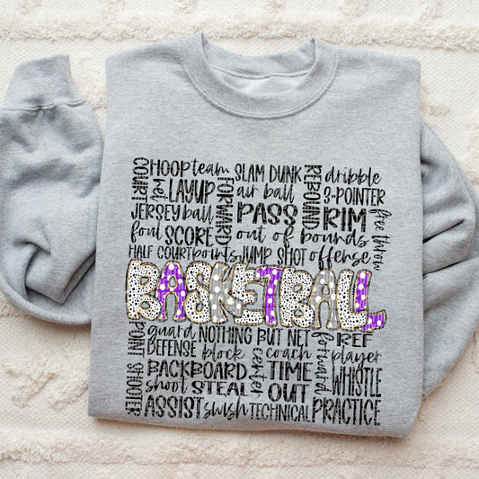 Basketball Doodle Purple Grey-Lovie T Designs