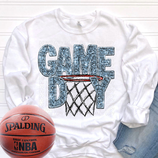 Basketball Game Day Columbia Blue-[DTF Transfer]-Lovie T Designs